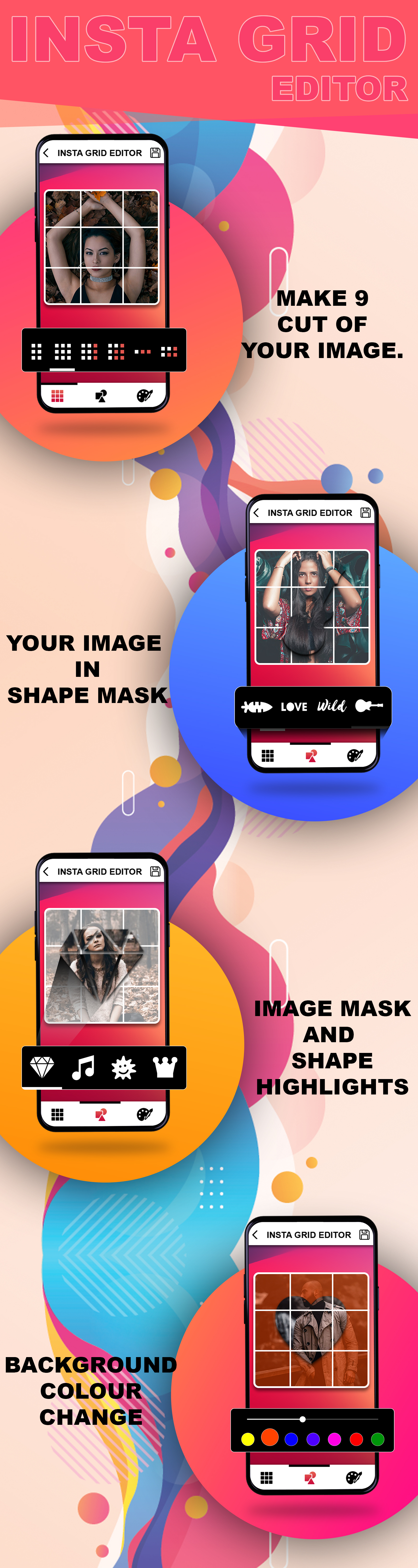9 Cut Grid Maker for Instagram - Story Crop - Nine Grid Crop Instagrid - Nine Cut For Insta - Admob